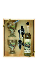 Absinthe Libertine® Originale 55% vol. caisse bois 1 btl 20cl + 2 verres + 2 cuillères