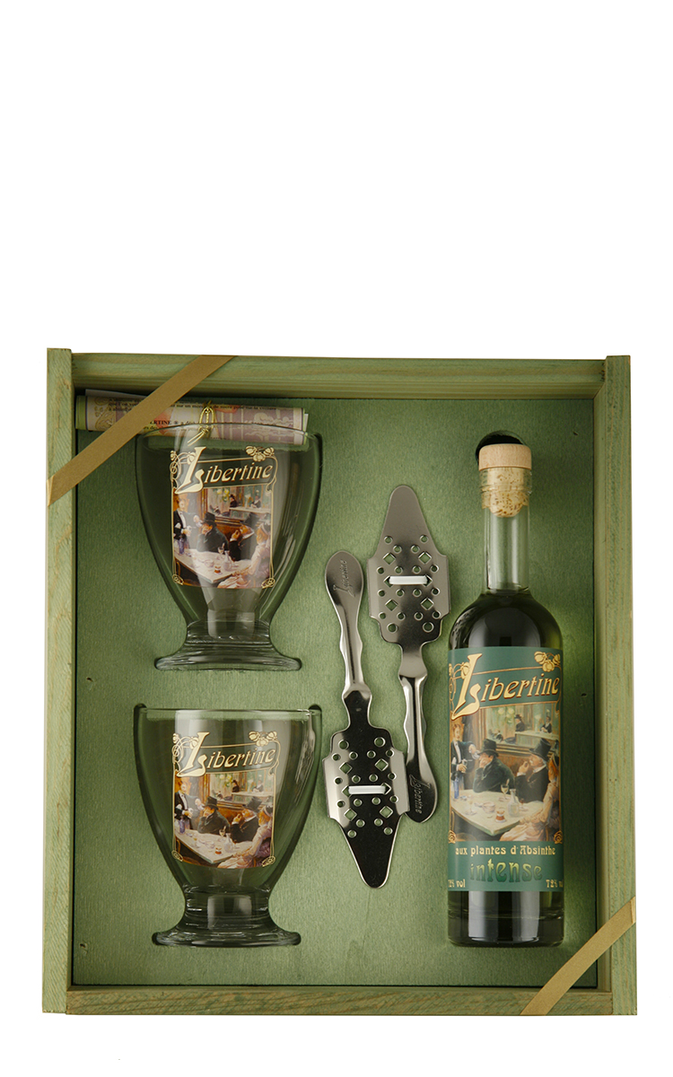 LA FEE - Coffret 2 Mignonnettes & 1 cuillère - Absinthe Verte - 60,5% Alcool  - Origine : France - Bouteille 10 cl : : Epicerie